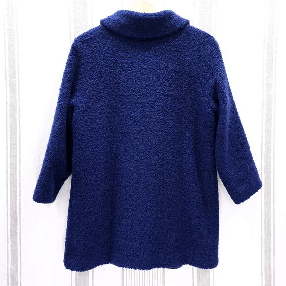 VINTAGE 60s‎ Wool Coat Womens Large Royal Blue Boucle Mod Squad Twee Jackie O - Picture 2 of 10